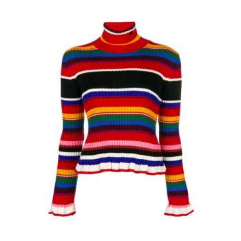 (지효 착용) MSGM 러플 스트라이프 롤 넥 스웨터 555,000원 → 271,950원
